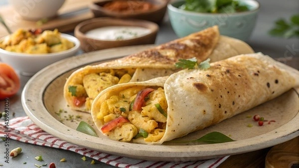 Fototapeta Kolkata Kathi Roll Filled with Egg and Flavorful Wrap