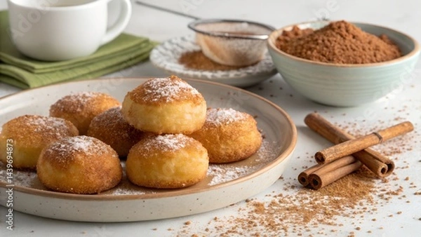 Fototapeta Portuguese Filh Sweet Fritters Coated in Cinnamon