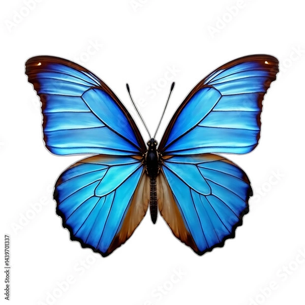 Fototapeta Vibrant Blue Morpho Butterfly Isolated on transparent Background
