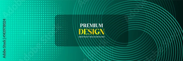 Fototapeta Modern Abstract Green Circular Lines and Dotted Halftone Background