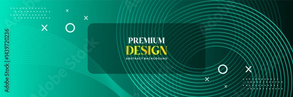 Fototapeta Modern Abstract Green Circular Lines and Dotted Halftone Background