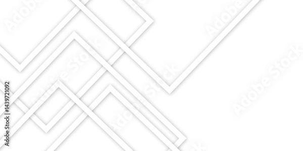 Obraz White abstract geometric background with white paper sheets soars as abstract spaces with rectangles, parallel stripes, perspective, shadows in simple strict modern material in triangle and square.	
