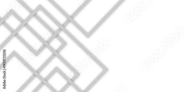 Obraz White abstract geometric background with white paper sheets soars as abstract spaces with rectangles, parallel stripes, perspective, shadows in simple strict modern material in triangle and square.	
