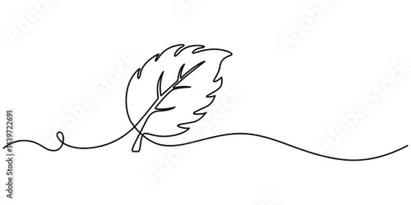 Obraz Continuous one line drawing of mint. Modern style vector illustration on isolated background, Mint, spearmint vector illustration.Background for label design. One continuous line art drawing.