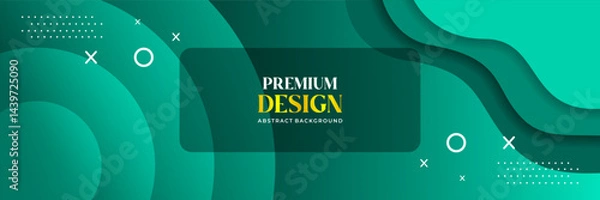 Fototapeta WebPremium Abstract Green Wave and Dotted Halftone Background Design