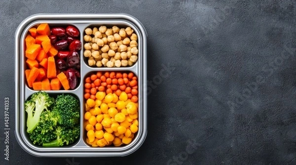 Fototapeta Balanced Lunchbox with Divided Sections for Healthy Meal Preparation and Organization