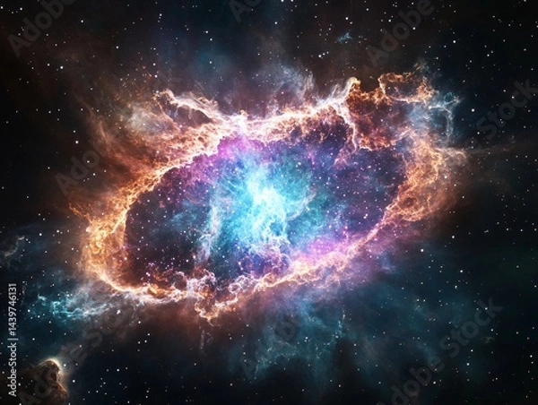 Obraz Vibrant Cosmic Nebula: A Stunning Display of Stellar Beauty and Galactic Wonder