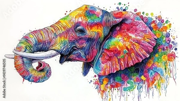 Obraz Vibrant Rainbow Elephant: A Masterpiece of Color and Detail