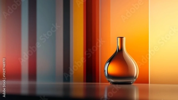 Fototapeta Shiny reflective glass artwork with modern lighting and deep depth-of-field rendering,