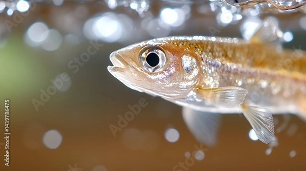 Obraz Close-up of Small Fish in Water with Bubbles