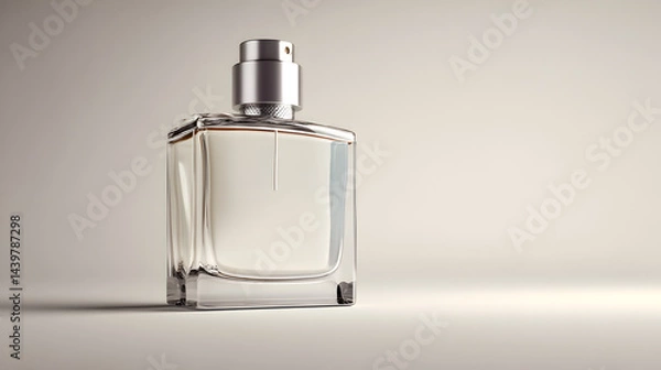 Fototapeta Illustration of a bottle of perfume, with a solid white background, minimalist style.

