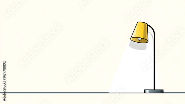 Fototapeta Illustration of a lamp casting a soft light, with a white background, minimalist style.

