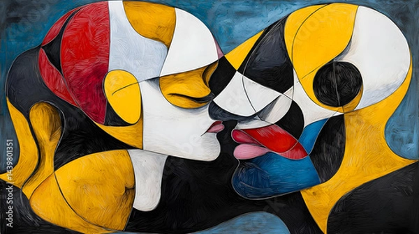Obraz Abstract Couple Kissing (1)