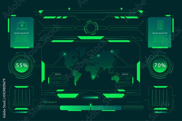 Fototapeta Creative technology infographic concept with futuristic charts, digital data visualization, modern tech interfaces, sleek UI design elements, innovative data flow diagrams, tech-inspired graphic eleme