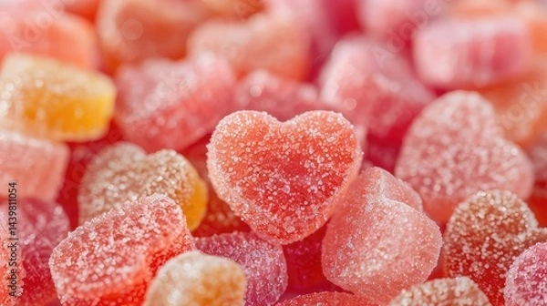 Fototapeta Close up of colorful heart shaped candies