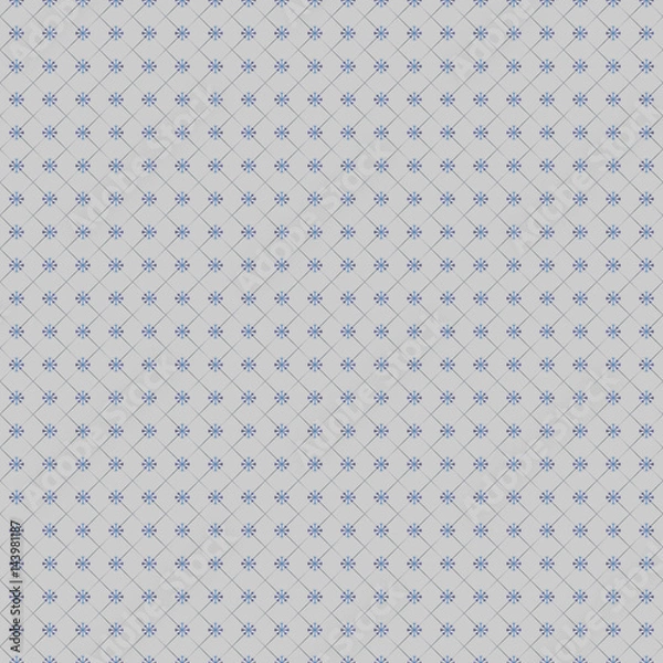 Obraz Grey grid with snowflakes seamless pattern