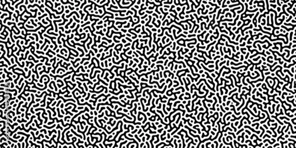 Fototapeta Organic seamless patterns with rounded lines Diffusion reaction background. Monochrome background of natural organic forms motion. Overlay template abstract Turing organic wallpaper background.