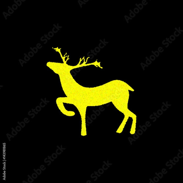 Fototapeta Yellow deer on black background. Fashion graphic design. Modern stylish abstract texture. Template for print decoration. Vector illustration.