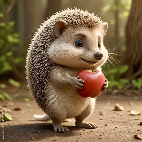 Obraz hedgehog in the grass. I bring you a present!