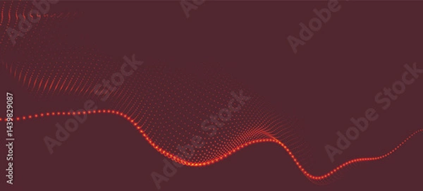 Fototapeta Abstract background with dynamic color wave. Futuristic dotted wave of bright particles. Colorful background for presentation design. Wide format vector illustration. Weave effect.