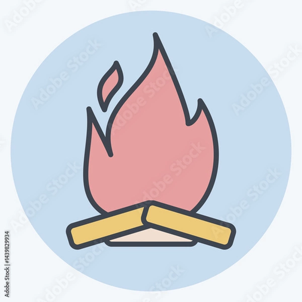 Fototapeta Icon Campfire. related to Light symbol. color mate style. design editable