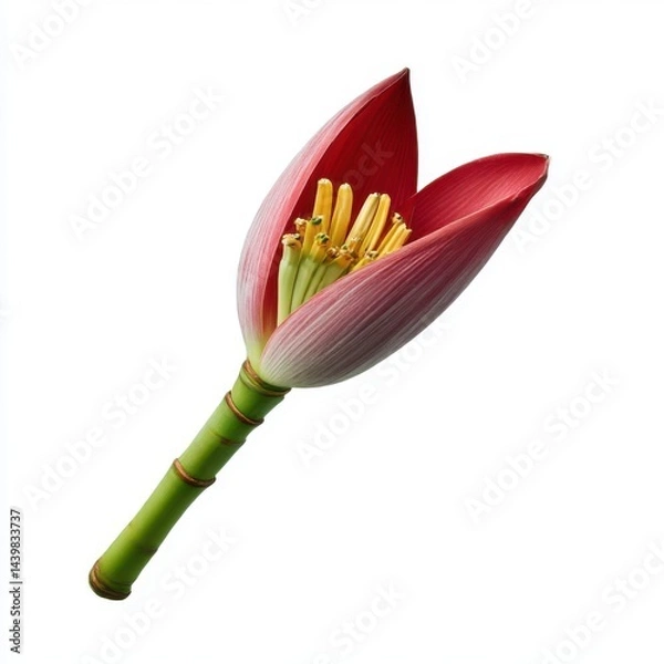 Obraz Banana flower blossom close up isolated on white background
