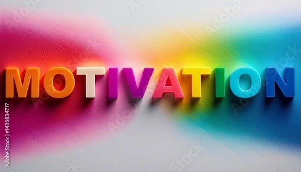 Fototapeta Bright letters spelling motivation with colorful light gradients creating an inspiring visual effect in a creative space