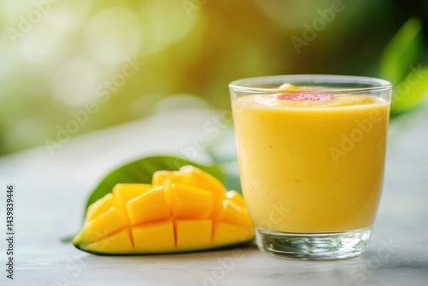 Fototapeta Mango smoothie with fresh fruit