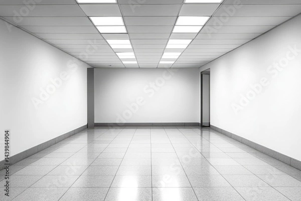 Fototapeta Empty corridor with bright lights