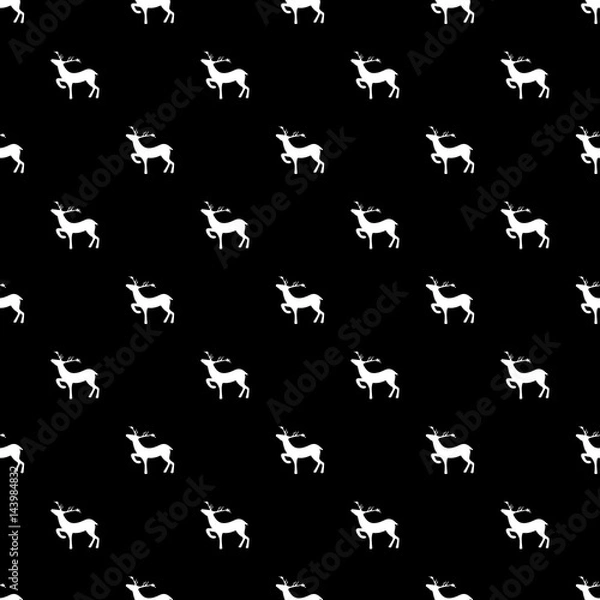 Fototapeta White deers on black background. Fashion graphic design. Modern stylish abstract texture. Template for prints, textile, wrapping and decoration, wallpaper.