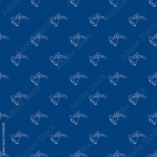 Fototapeta Contour of white bells on blue background. Fashion graphic design. Modern stylish abstract texture. Template for prints, textile, wrapping and decoration, wallpaper.