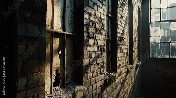 Obraz Crumbling brickwork from long-standing moisture damage