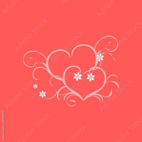 Fototapeta Two light-pink hearts sign pattern on pink background. Modern fashion design. Style graphic. Template for prints, decoration. Vector illustration.