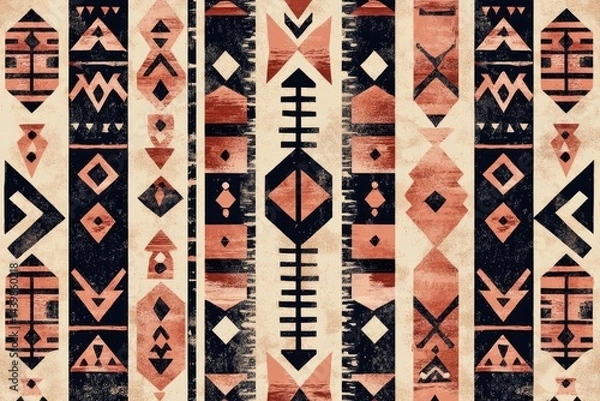 Fototapeta Bold patterns showcase intricate shapes in earthy tones, creatin