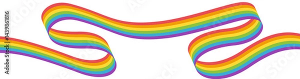 Fototapeta Wavy colorful rainbow ribbon pride month decoration element, PNG file no background