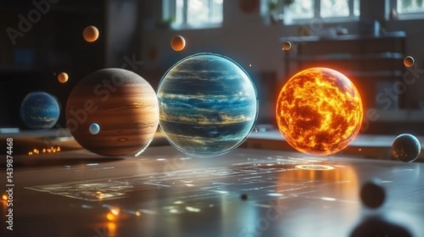Obraz Exploring the solar system planetary models classroom digital art educational creative perspective