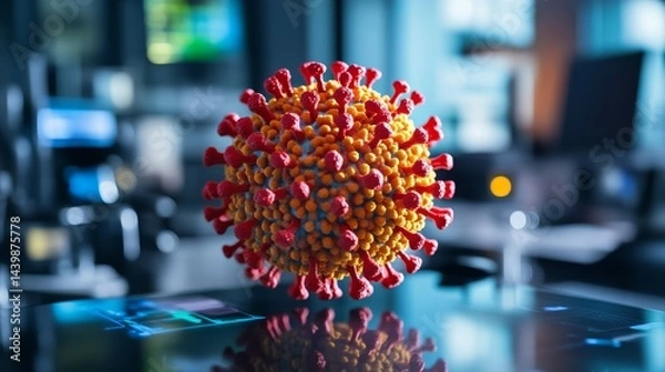 Obraz Covid-19 virus representation in laboratory 3d model overview