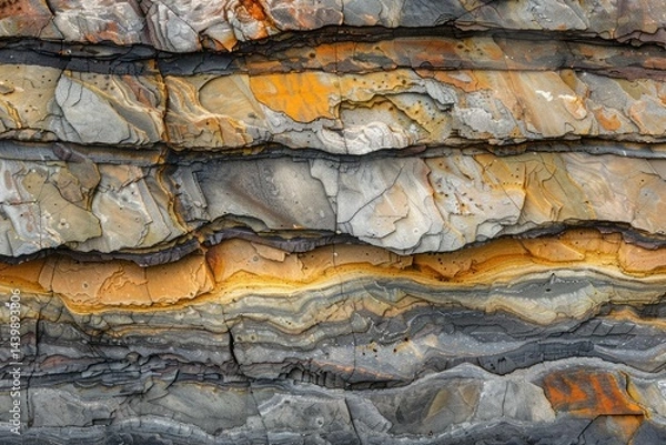 Fototapeta Photo of Sedimentary layered rock texture. Background texture for backdrops or mapping