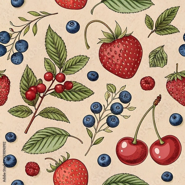 Fototapeta seamless pattern with berries