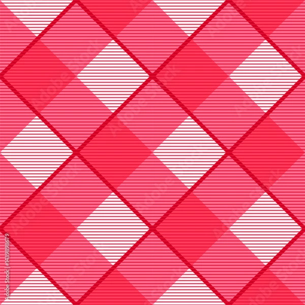 Fototapeta Pink Picnic Diagonal Checkered Plaids. Vector Seamless pattern for tablecloth, dress, skirt, napkin, or other.