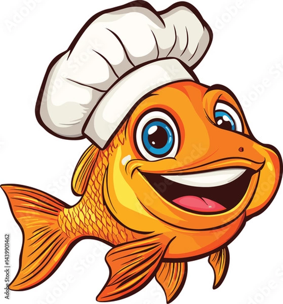Obraz cartoon chef with fish