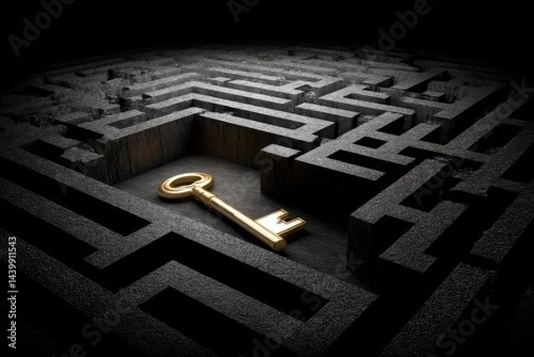 Obraz Golden key in dark maze
