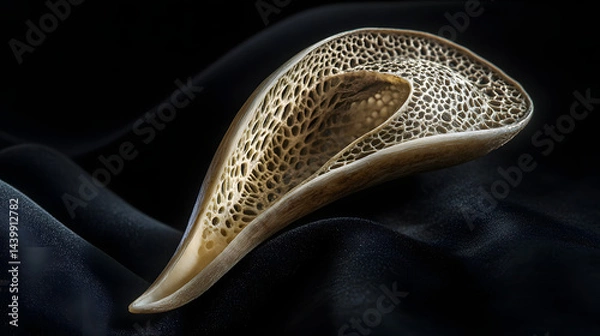 Obraz A natural spelt ear with intricate details, softly illuminated against a black velvet-textured background.