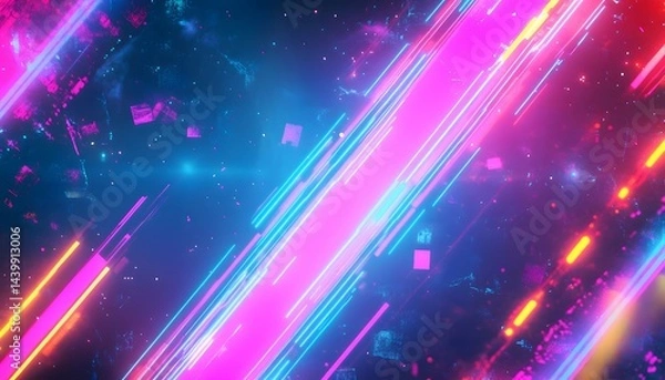 Fototapeta Abstract digital artwork featuring colorful bright lines in space