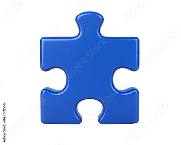 Fototapeta Single blue puzzle piece. Solution, connection, teamwork concept.
