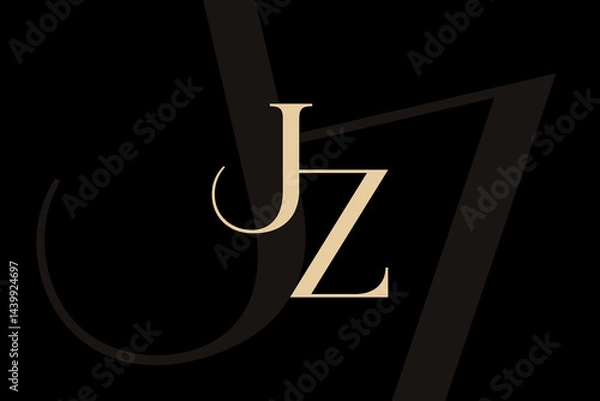 Fototapeta JZ or ZJ letter logo icon design. Classic style luxury initials monogram.