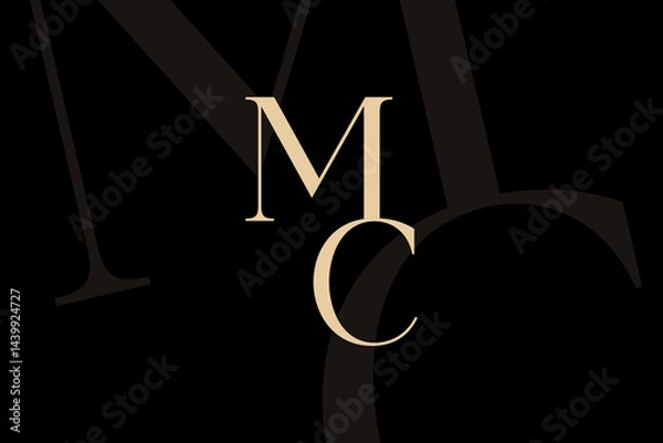 Fototapeta MC or CM letter logo icon design. Classic style luxury initials monogram.