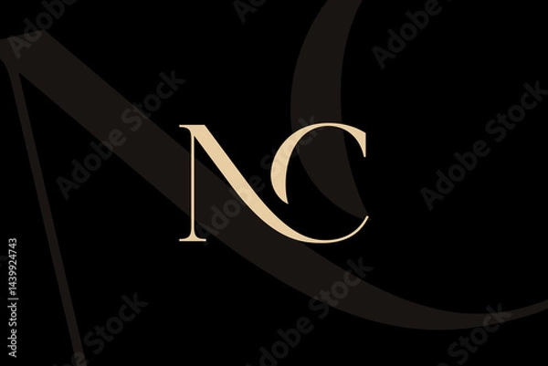 Fototapeta NC or CN letter logo icon design. Classic style luxury initials monogram.