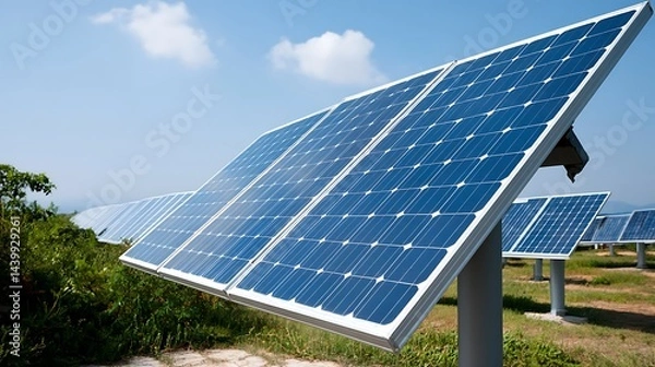 Fototapeta Solar Energy Solutions for Desert Regions Focused on Sustainable Farming and Global Power Generation