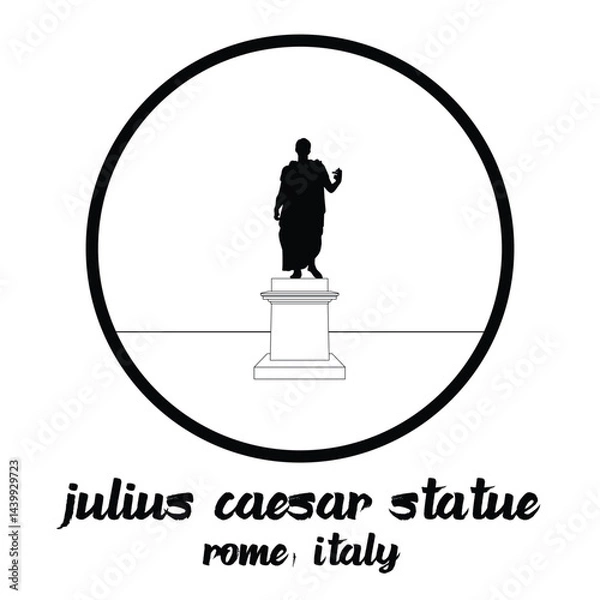 Obraz Circle Icon Julius Caesar Statue. Vector illustration